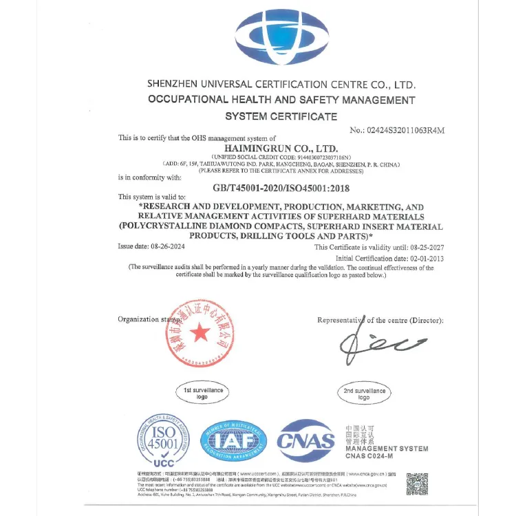 Occupational Health And Safety Managementsystem Certificate  ISO45001