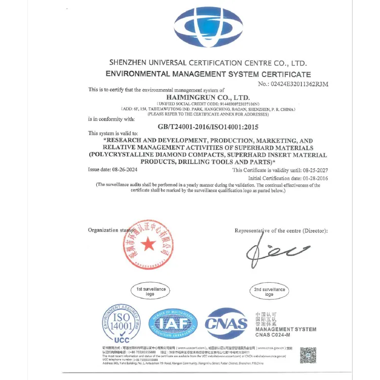 Occupational Health And Safety Managementsystem Certificate  ISO14001